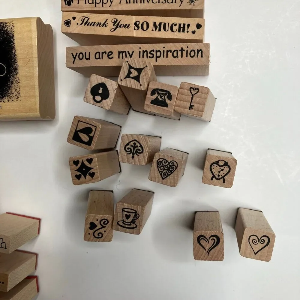 HUGE Lot Of Over 60 Miscellaneous Wooden Rubber Stamps Assorted